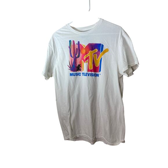 MTV Tee Shirt‎ White w/Logo Size L - Picture 1 of 5